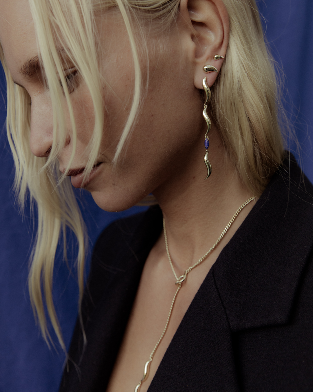 Wipeout Drop Earrings - Lapis