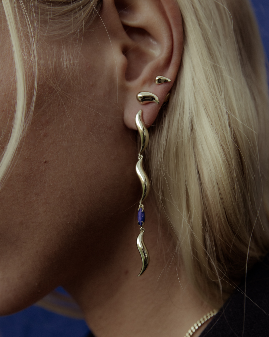 Wipeout Drop Earrings - Lapis