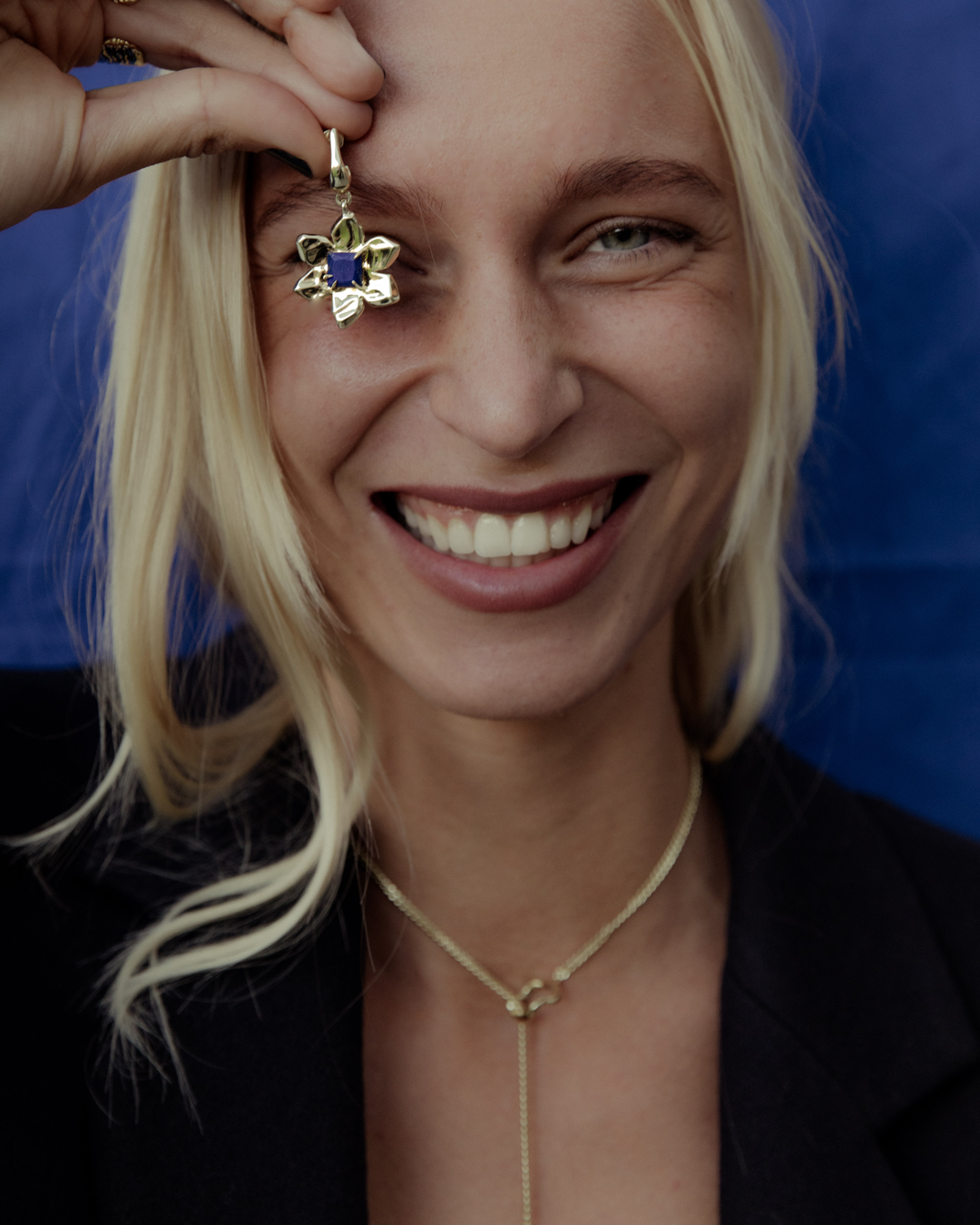 Flower Power Charm Earrings - Lapis