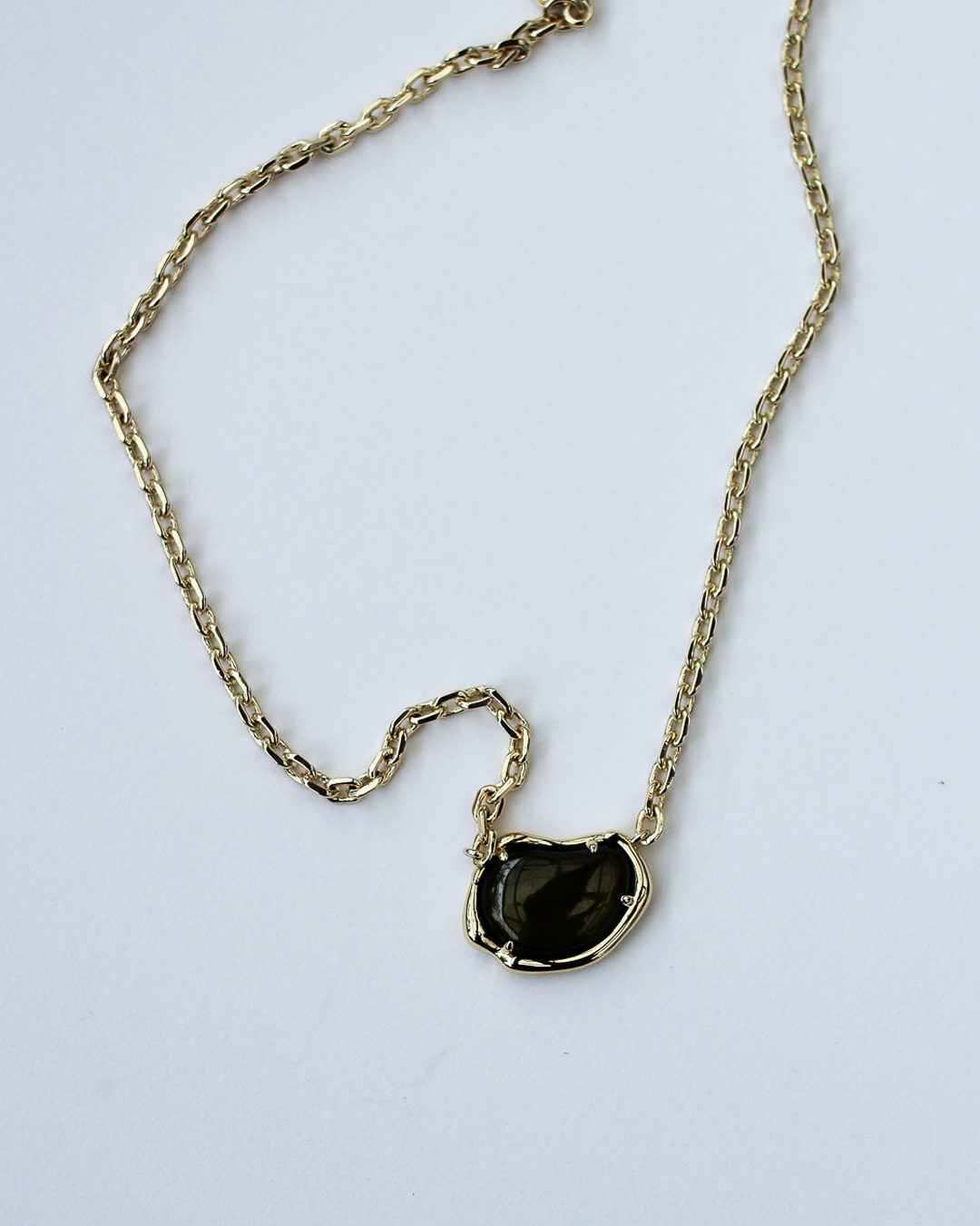 Bean Gemstone Chain Choker - Peridot